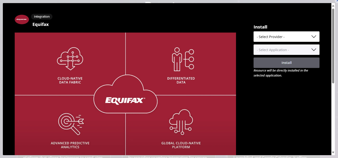 Installing Equifax Pre-built component
