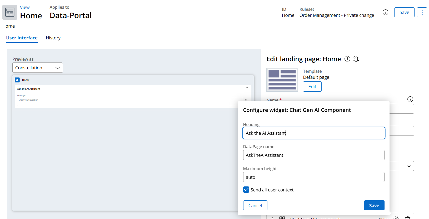 adding the GenAI chat widget