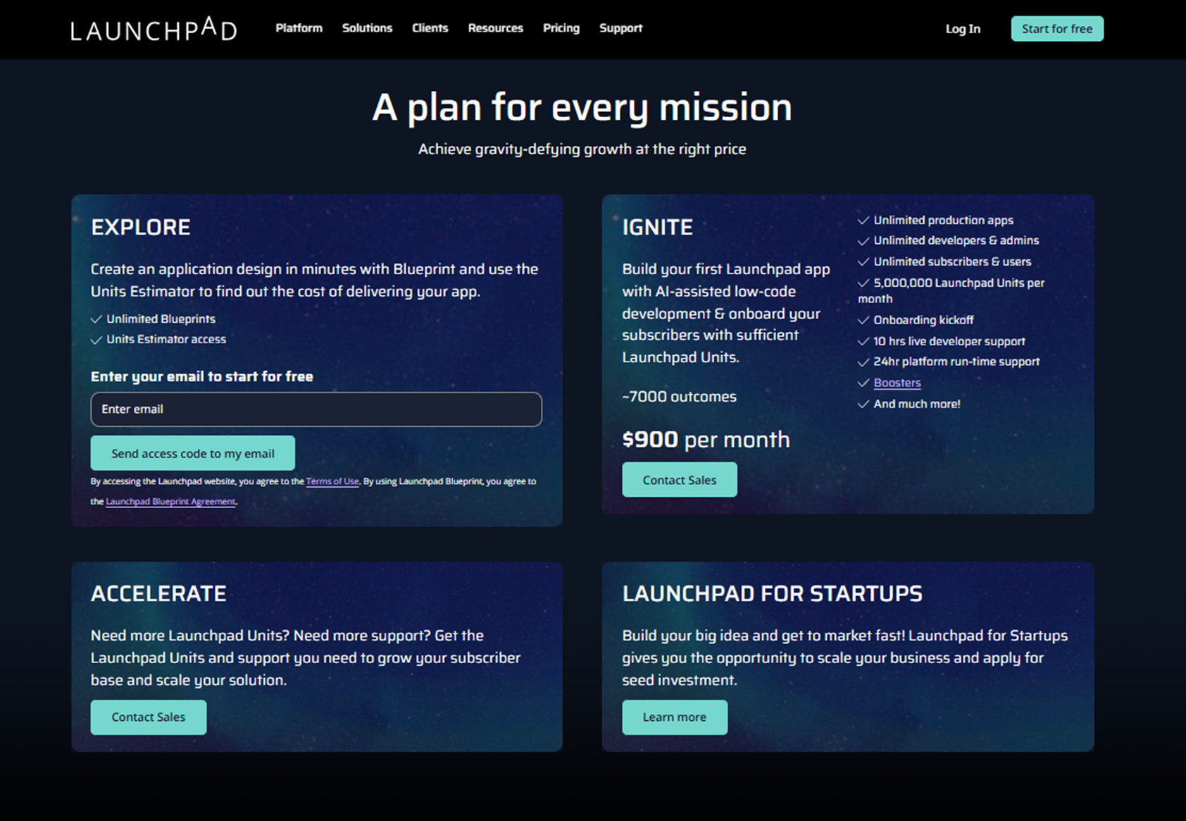 Launchpad pricing plans