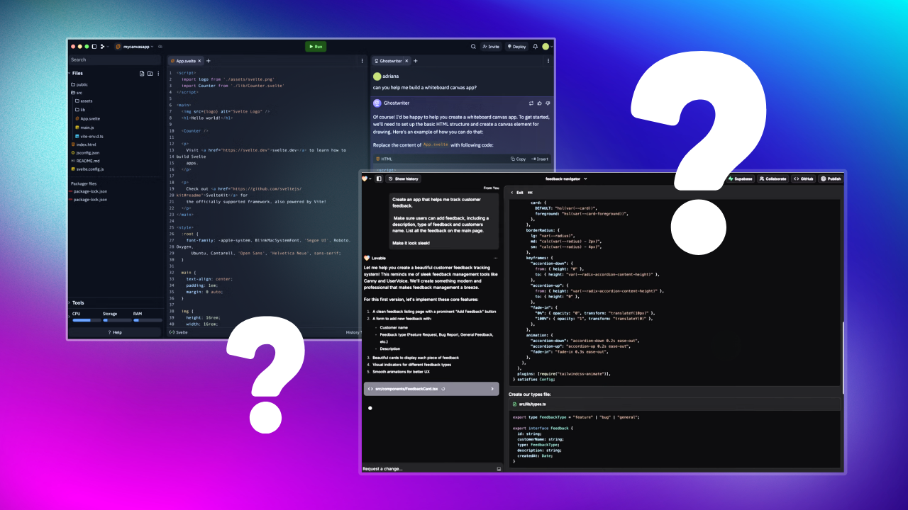 Replit and Lovable screenshots 