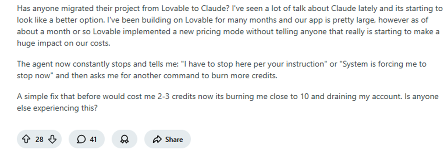 migrating from lovable to Claude burns through credits