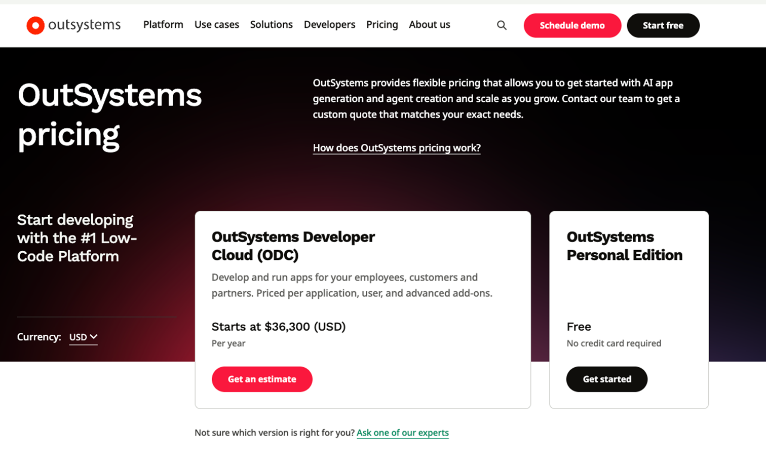 OutSystems pricing plans