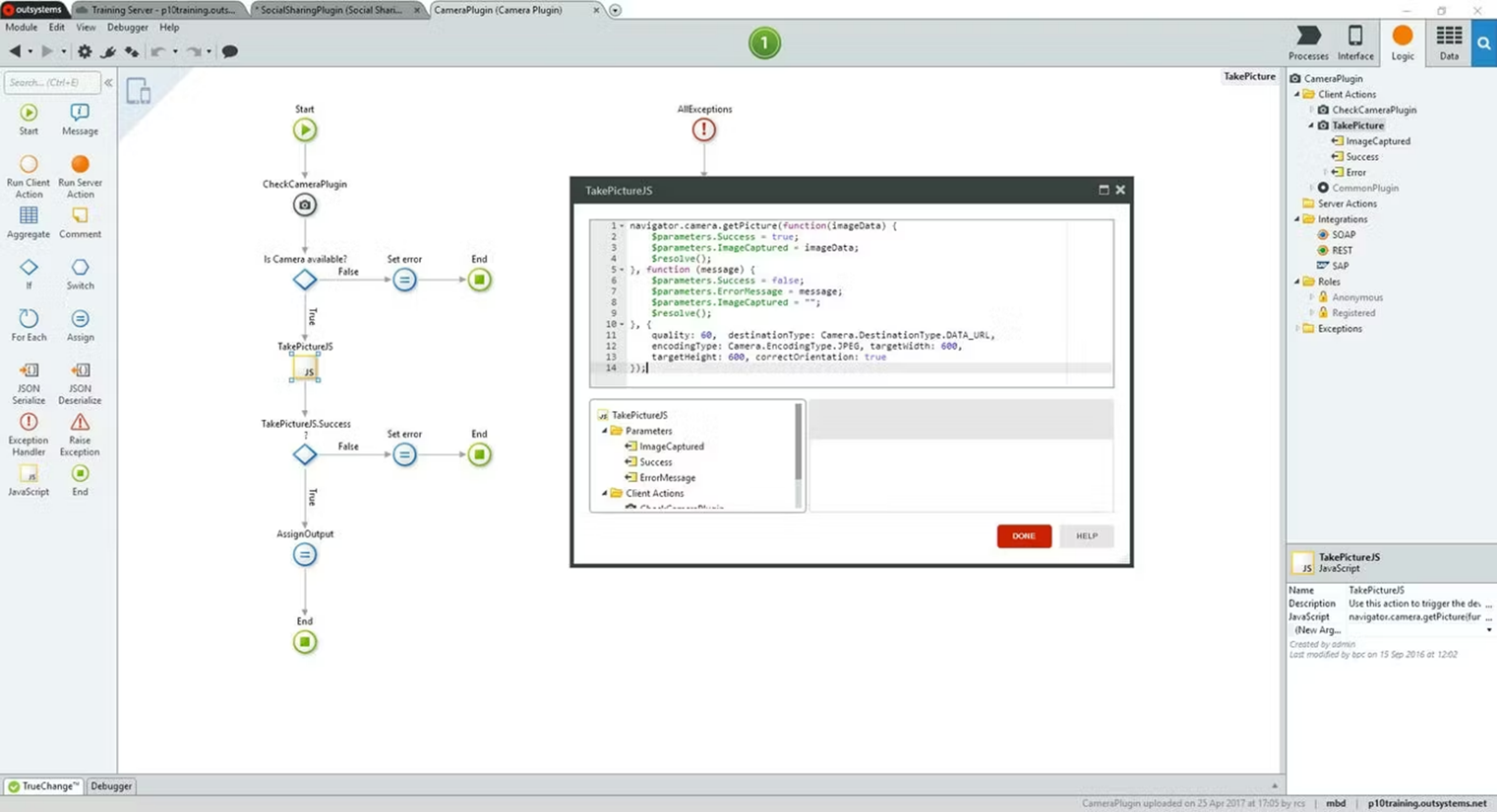 Outsystems low code visual designer