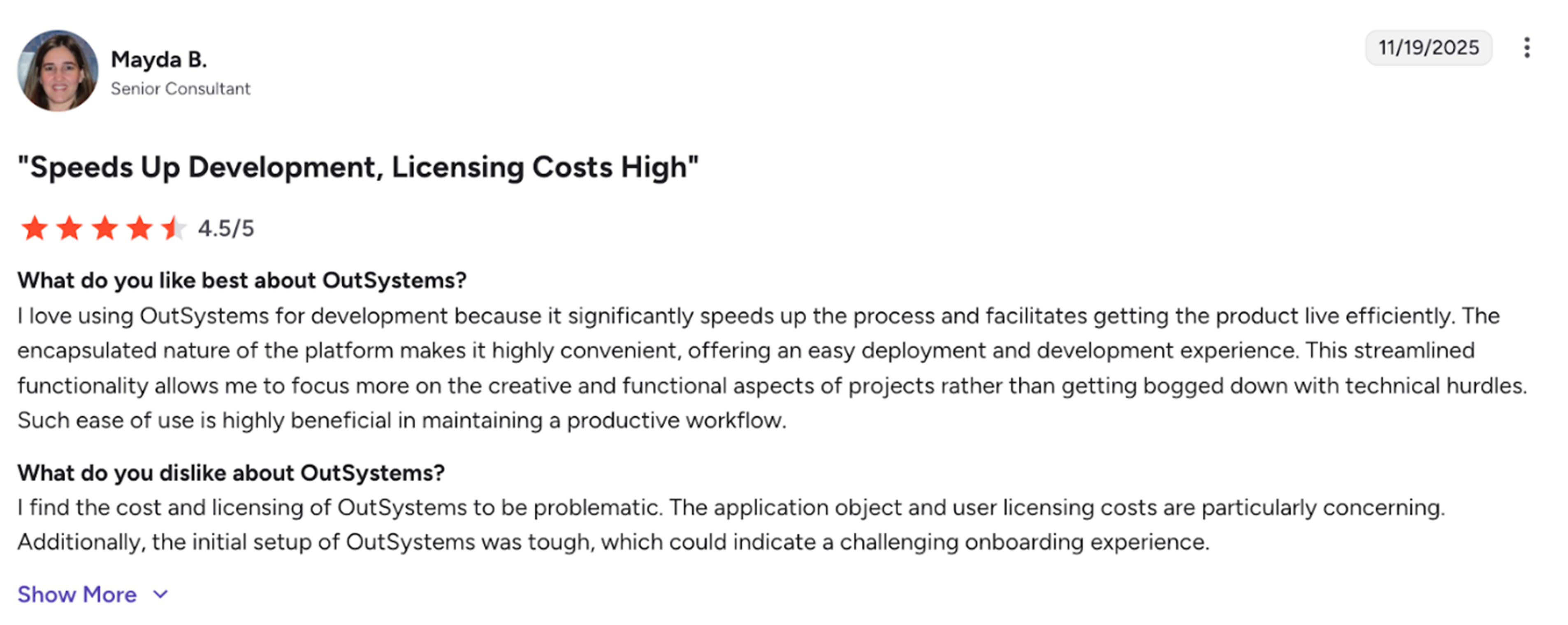 OutSystems review, speeds up development