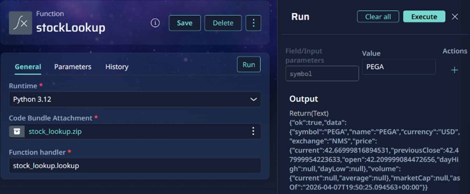 stock lookup function in Launchpad