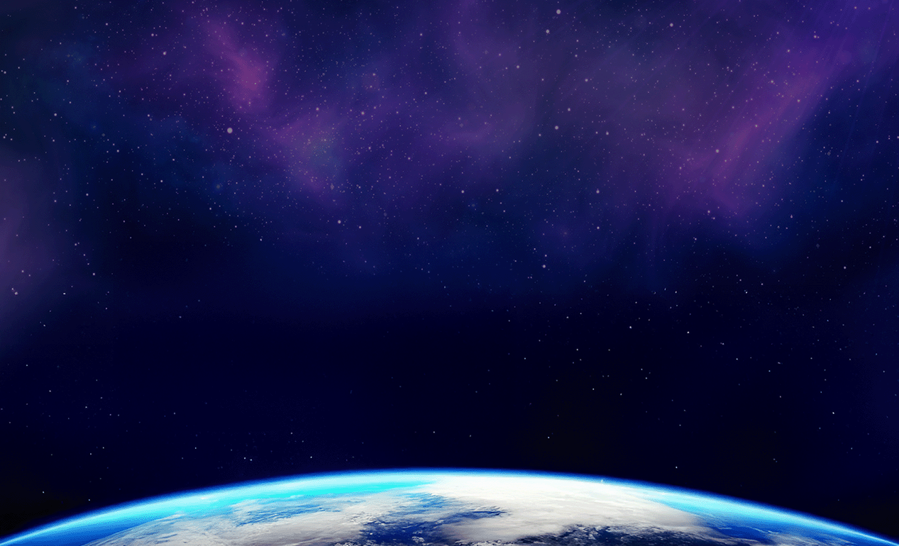Earth and space with purple nebula