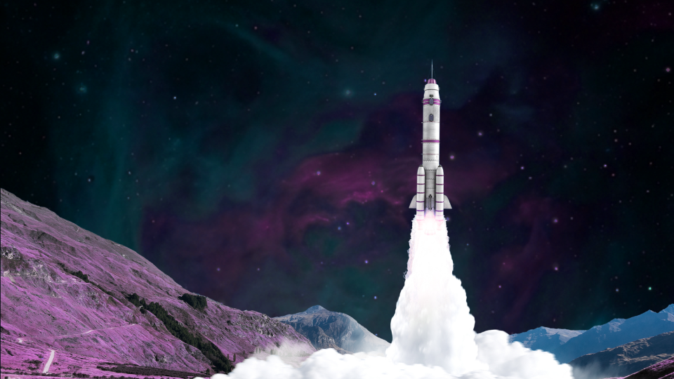 spaceship blasting off