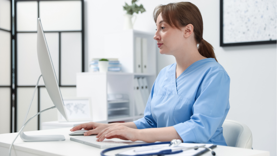 medical professional working on a case