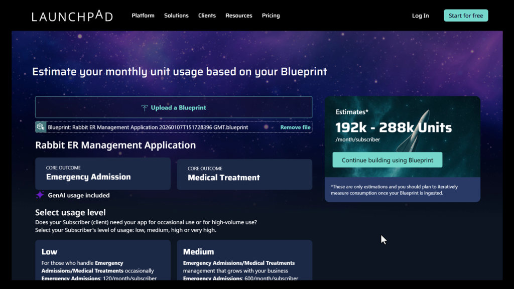 Launchpad Units Estimator tool