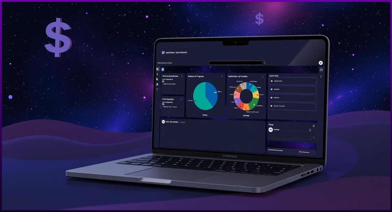 laptop in space