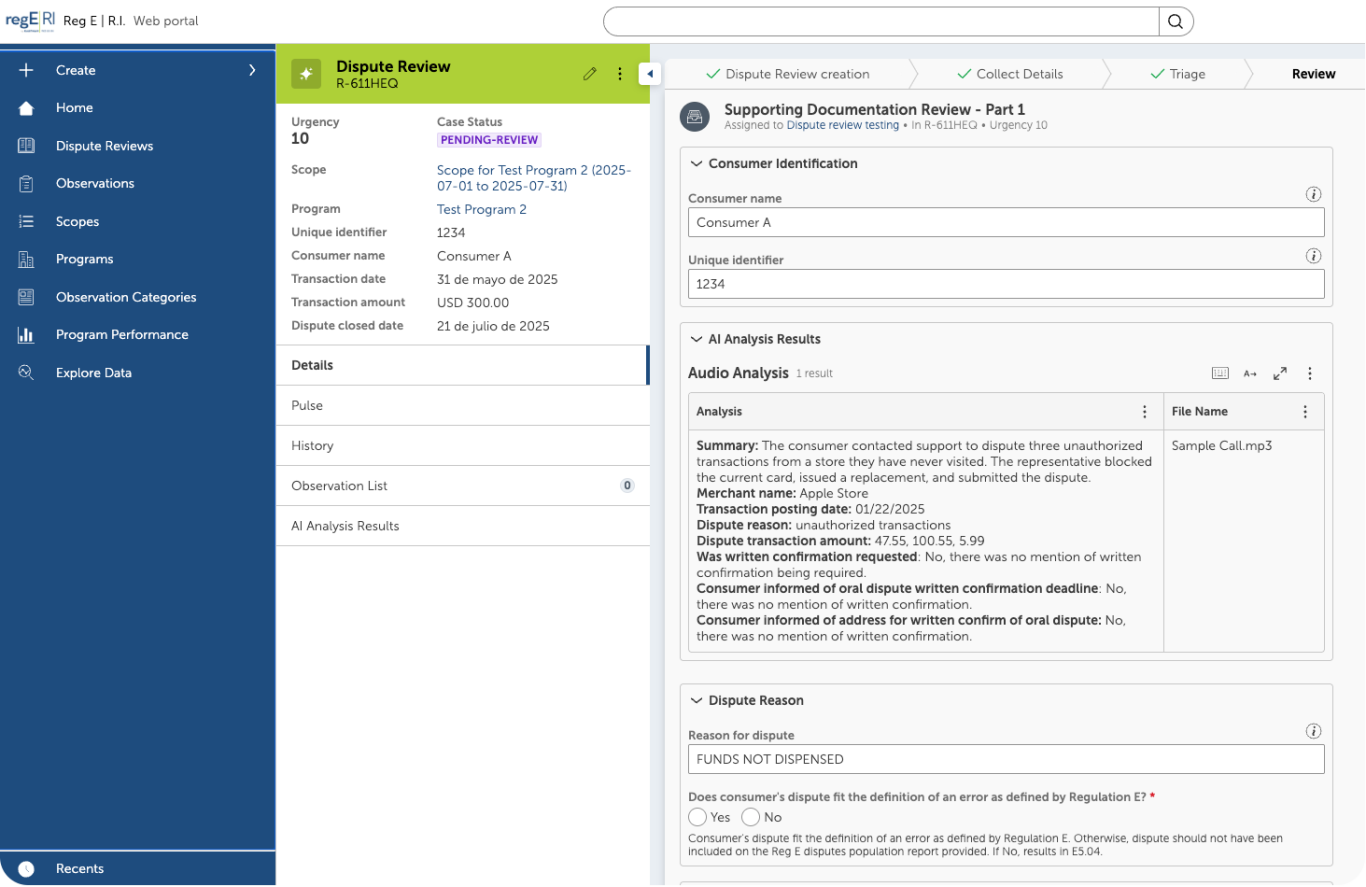 Reg Er.I. App for compliance testing