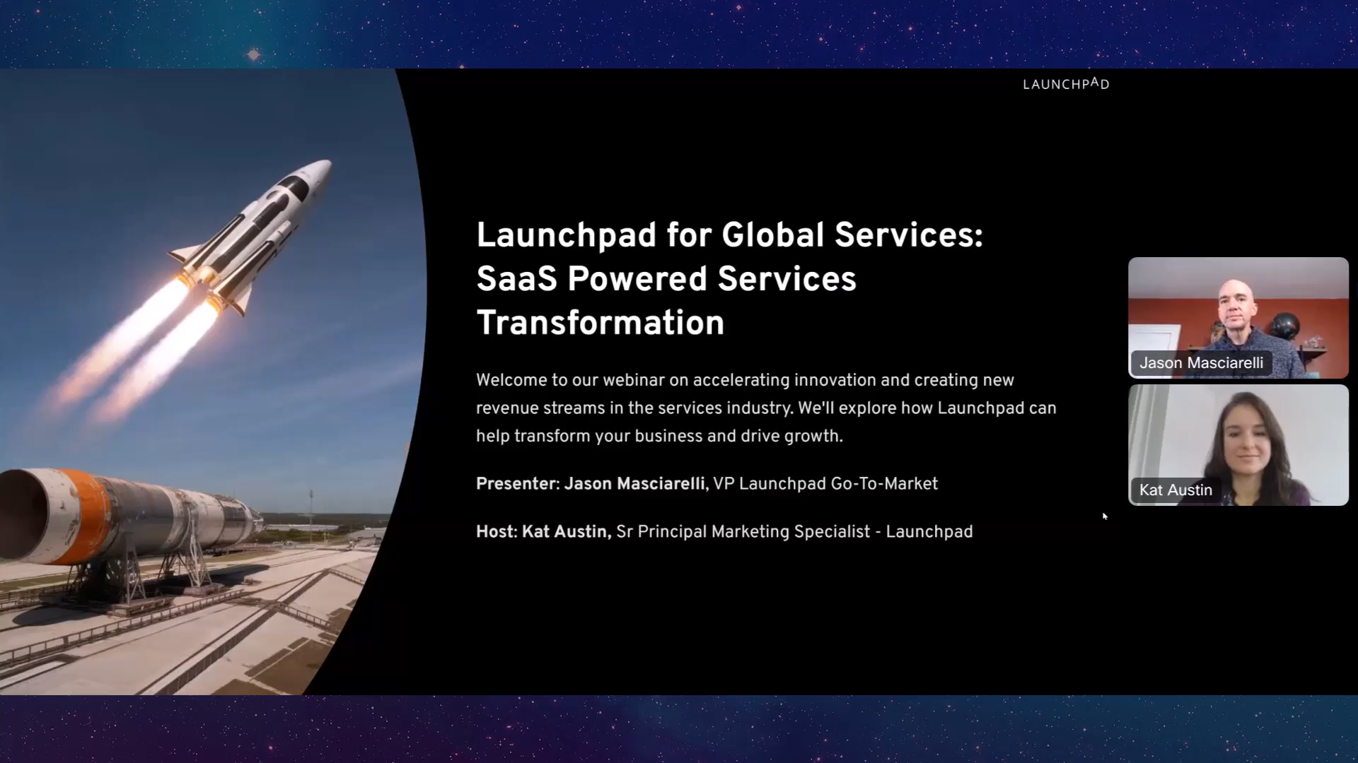 Screenshot of SaaS Powered Services webinar